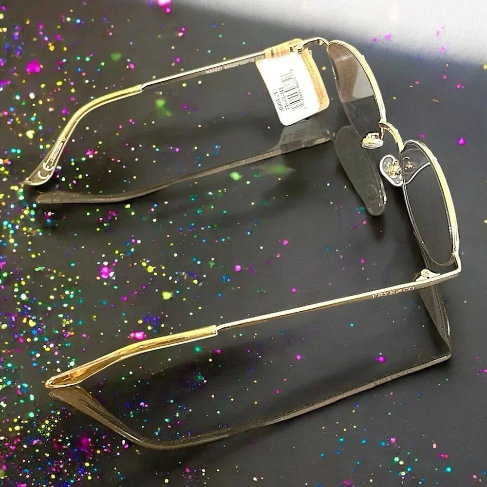 FRYE & CO Metal Almond Sunglasses in Shiny Gold NWOB